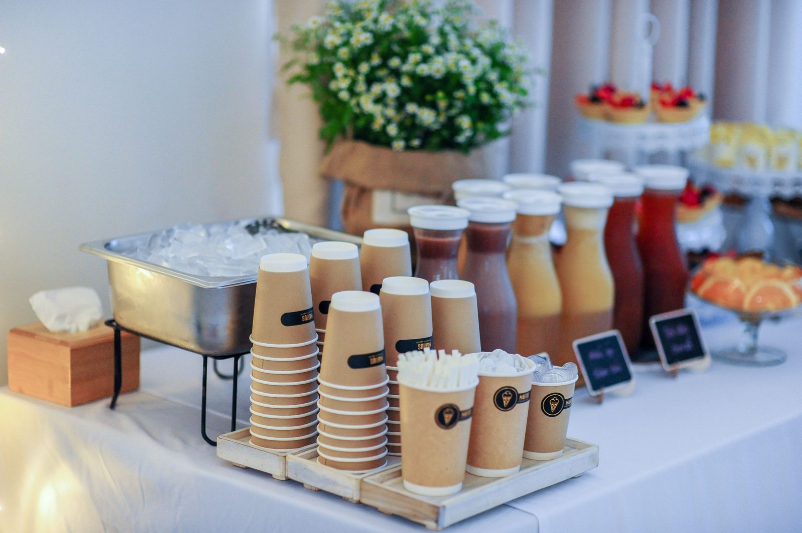Iced coffee and juice self-serve bar (stock photo)