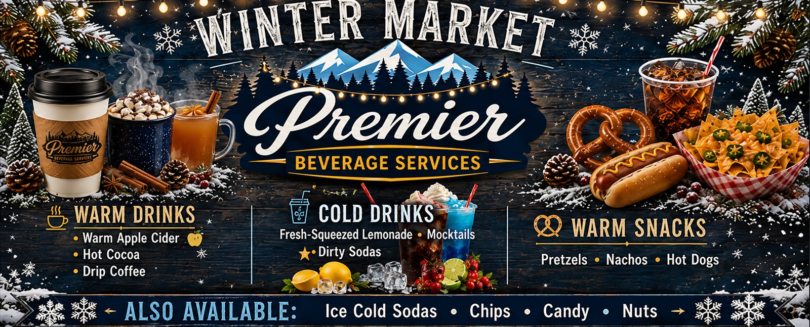 Premier Beverage Services Winter Market seasonal menu board